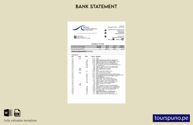 listo para imprimir plantilla de páginas de palabras de extracto bancario de E 1